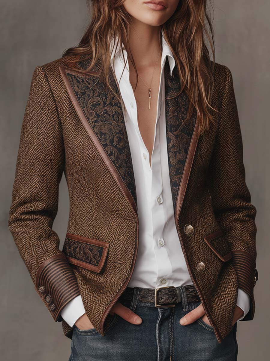 Gisèle | Blazer con Applicazioni di Chevron Stampato per Donna