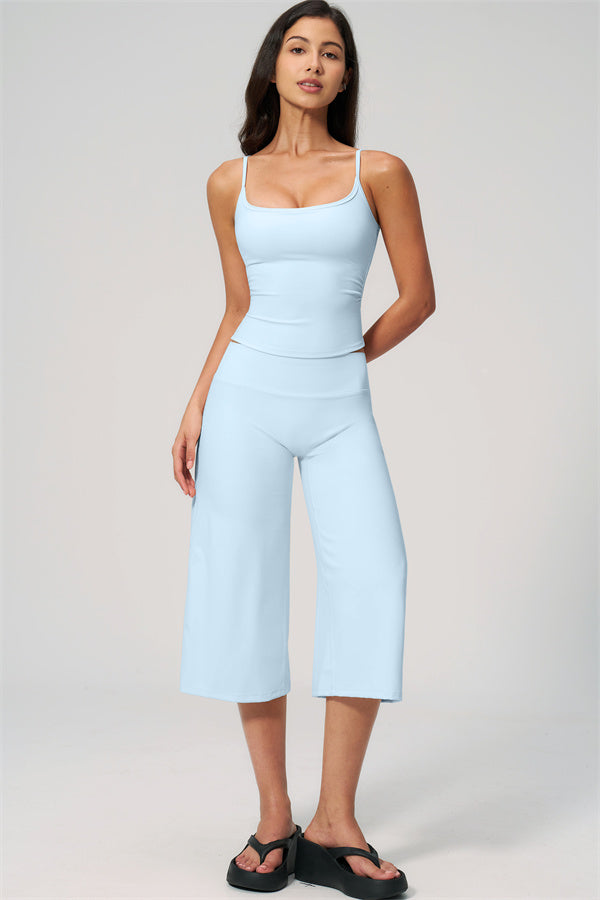 Nexus - Completo Top a Spalline e Pantaloni Corti a Gamba Larga per Donna