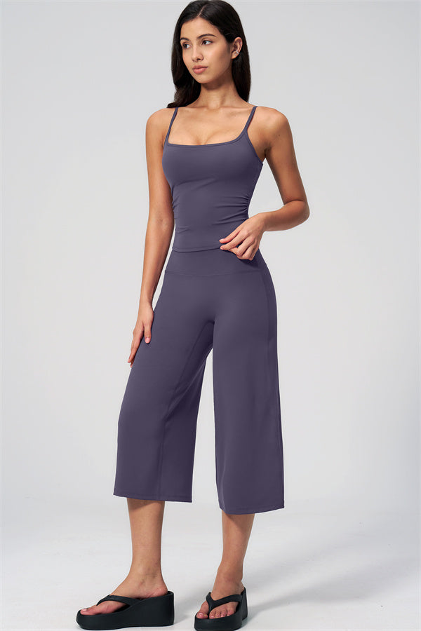 Nexus - Completo Top a Spalline e Pantaloni Corti a Gamba Larga per Donna