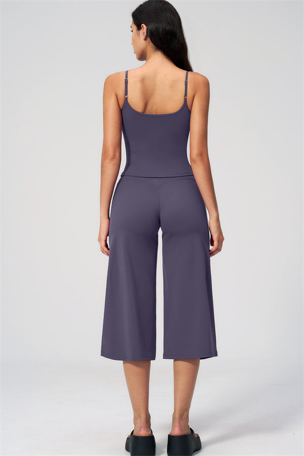 Nexus - Completo Top a Spalline e Pantaloni Corti a Gamba Larga per Donna