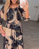 Elvera – Abito Maxi Elegante da donna con Padrão di Mármore