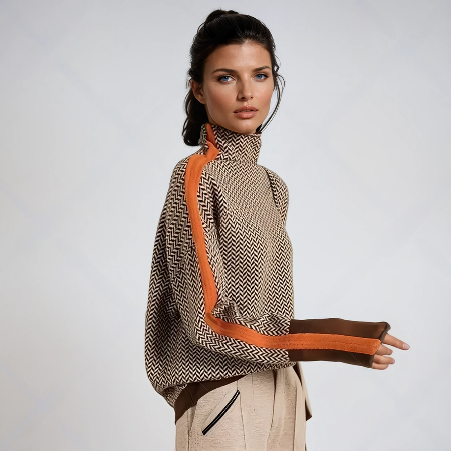 Malou™ | Maglione di collo alto con listras contrastantes marcantes