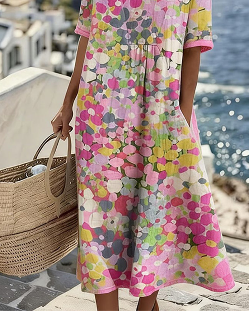 Elena | Vestito midi floreale leggero e fluido per Donna