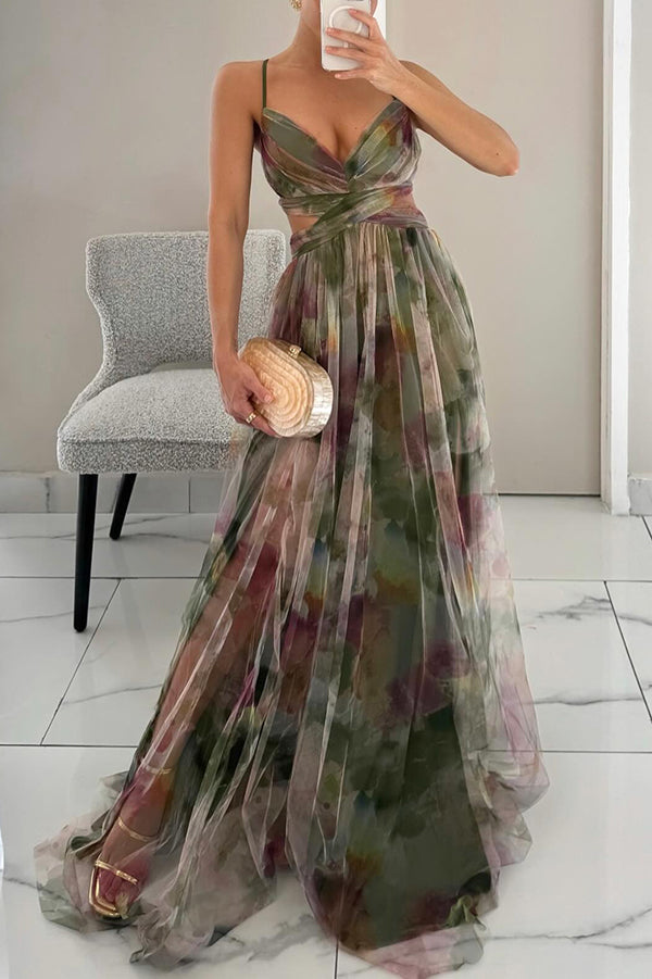 Giselle - Abito lungo da donna con stampa floreale encantadora