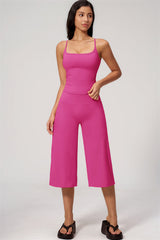 Nexus - Completo Top a Spalline e Pantaloni Corti a Gamba Larga per Donna