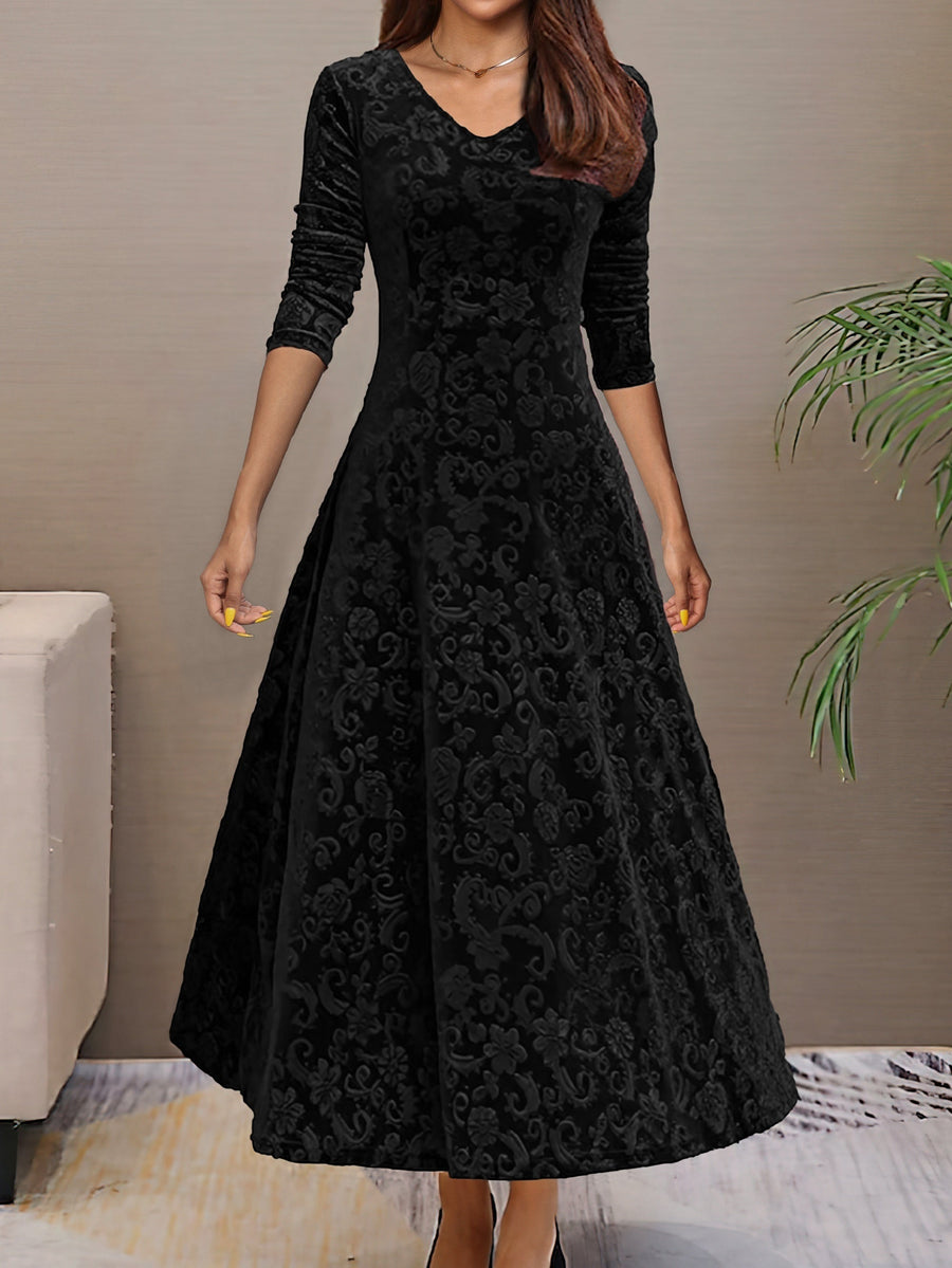 Denise | Elegante abito di festa em veludo con scollo a V