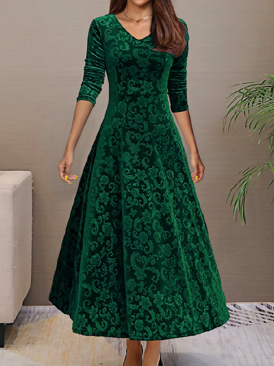 Denise | Elegante abito di festa em veludo con scollo a V