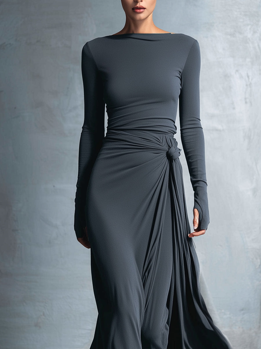 Naiara ❘ Abito maxi con nó laterale da donna