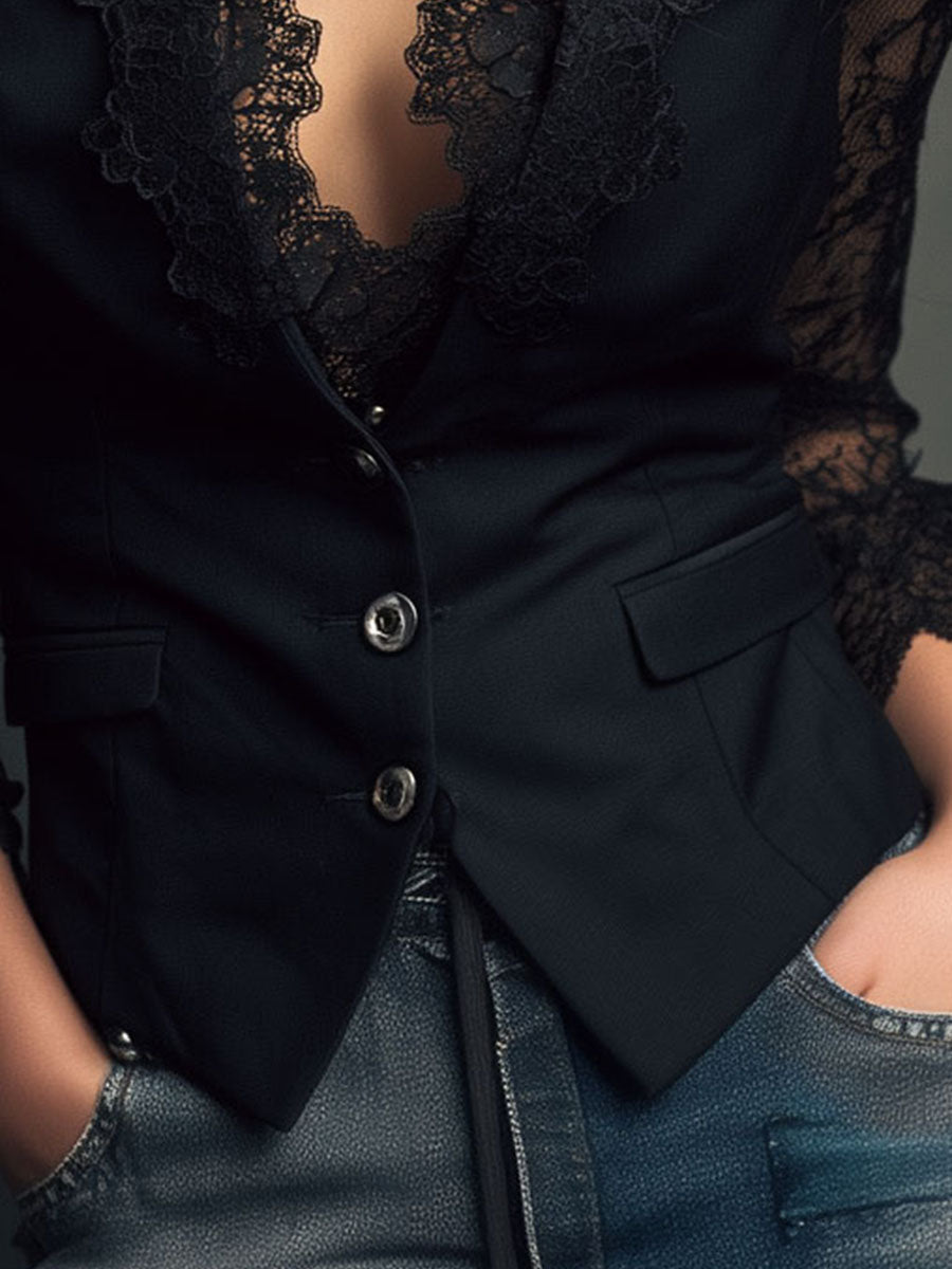 Claudia · Blazer da donna Nero con Pizzo