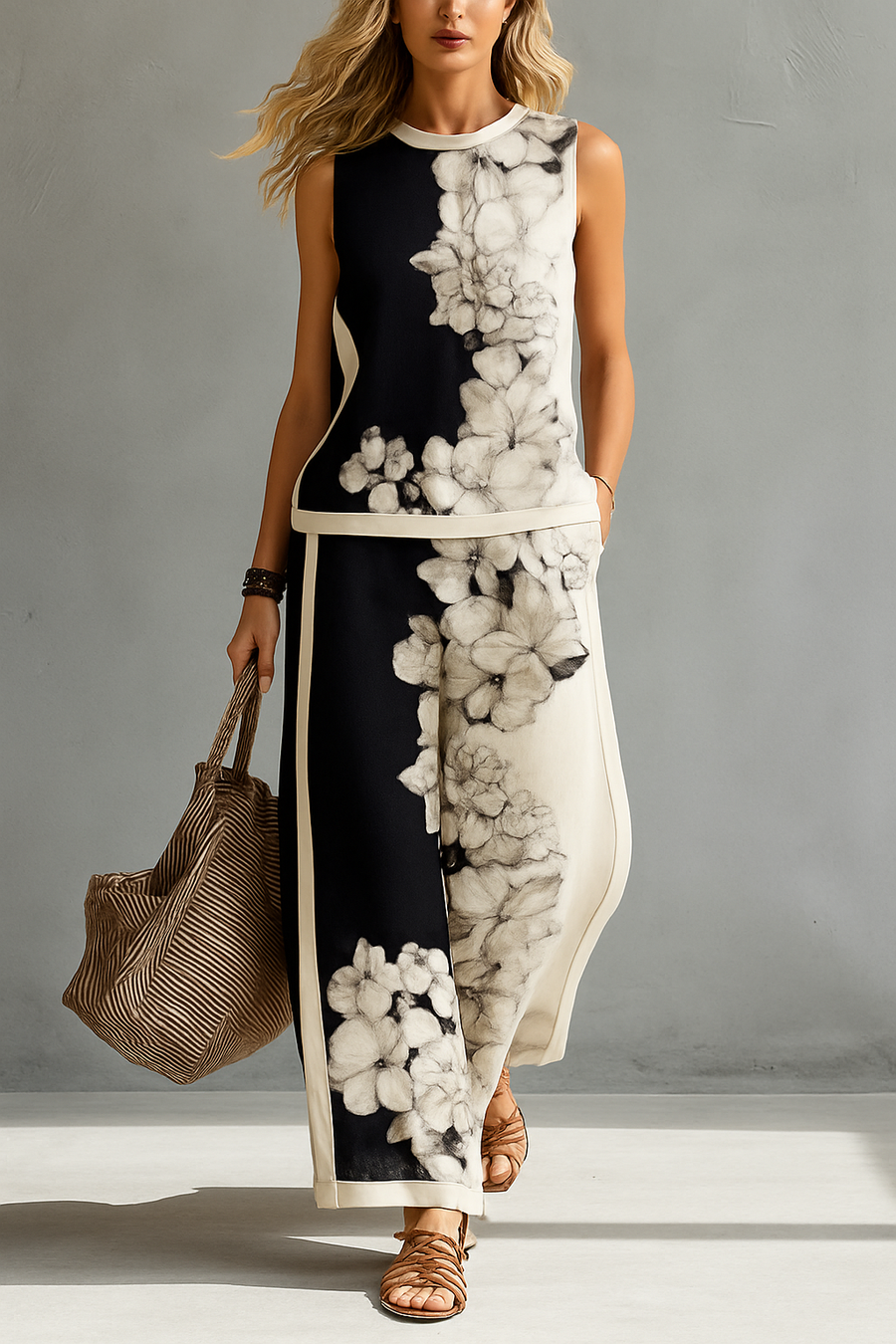 Rachele - Completo elegante moderno con stampa floreale per Donna