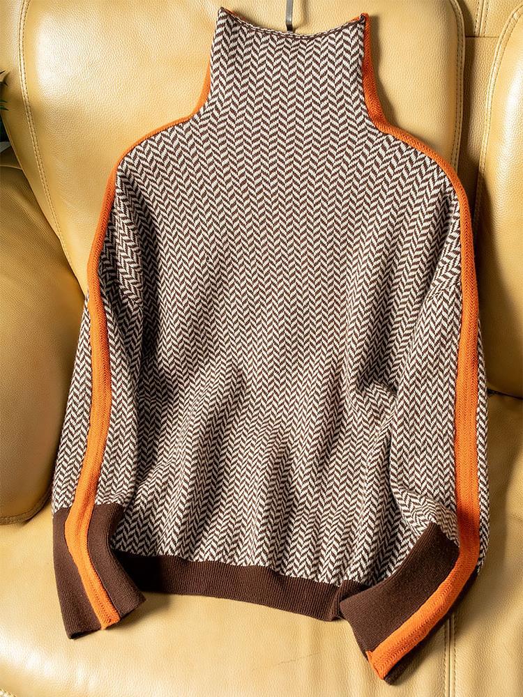 Malou™ | Maglione di collo alto con listras contrastantes marcantes