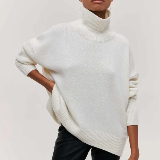Amélie - Maglione oversize in cotone con colletto risvoltato