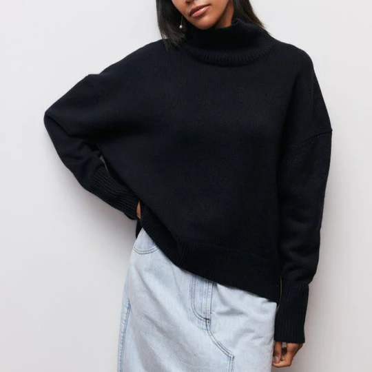 Amélie - Maglione oversize in cotone con colletto risvoltato