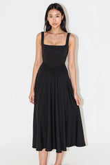 Nomi™ | Abito Midi con Scollo Quadrato