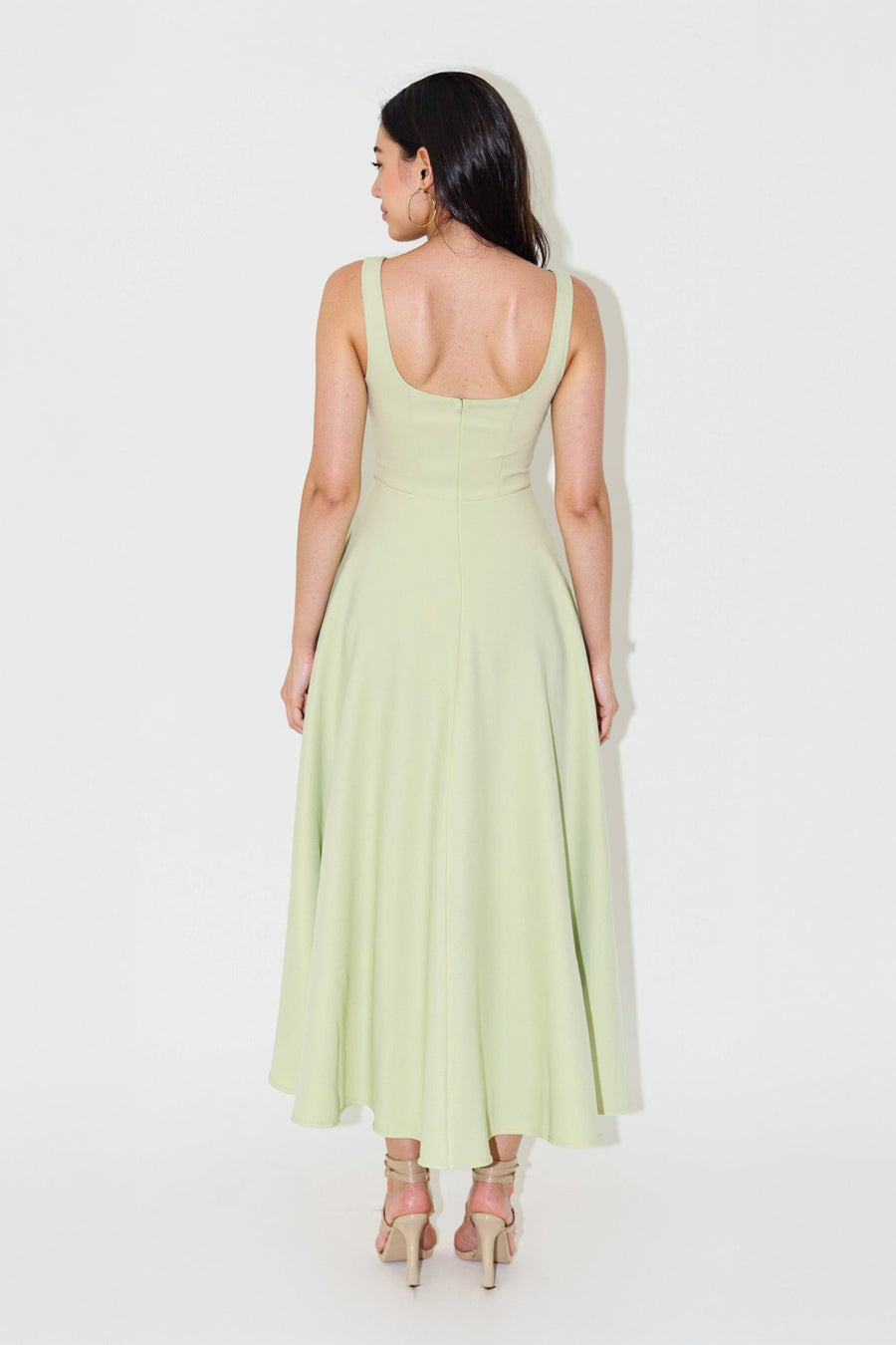 Nomi™ | Abito Midi con Scollo Quadrato