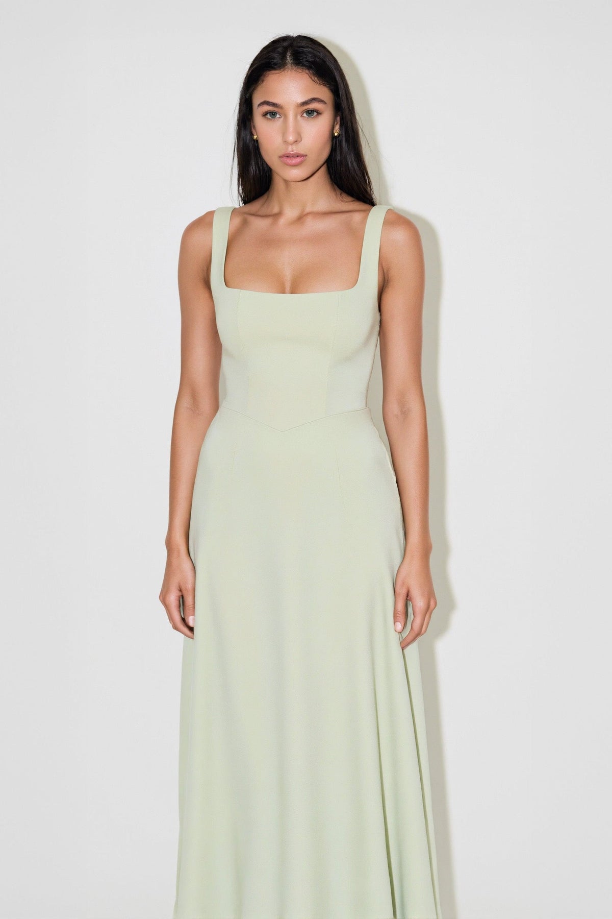 Nomi™ | Abito Midi con Scollo Quadrato