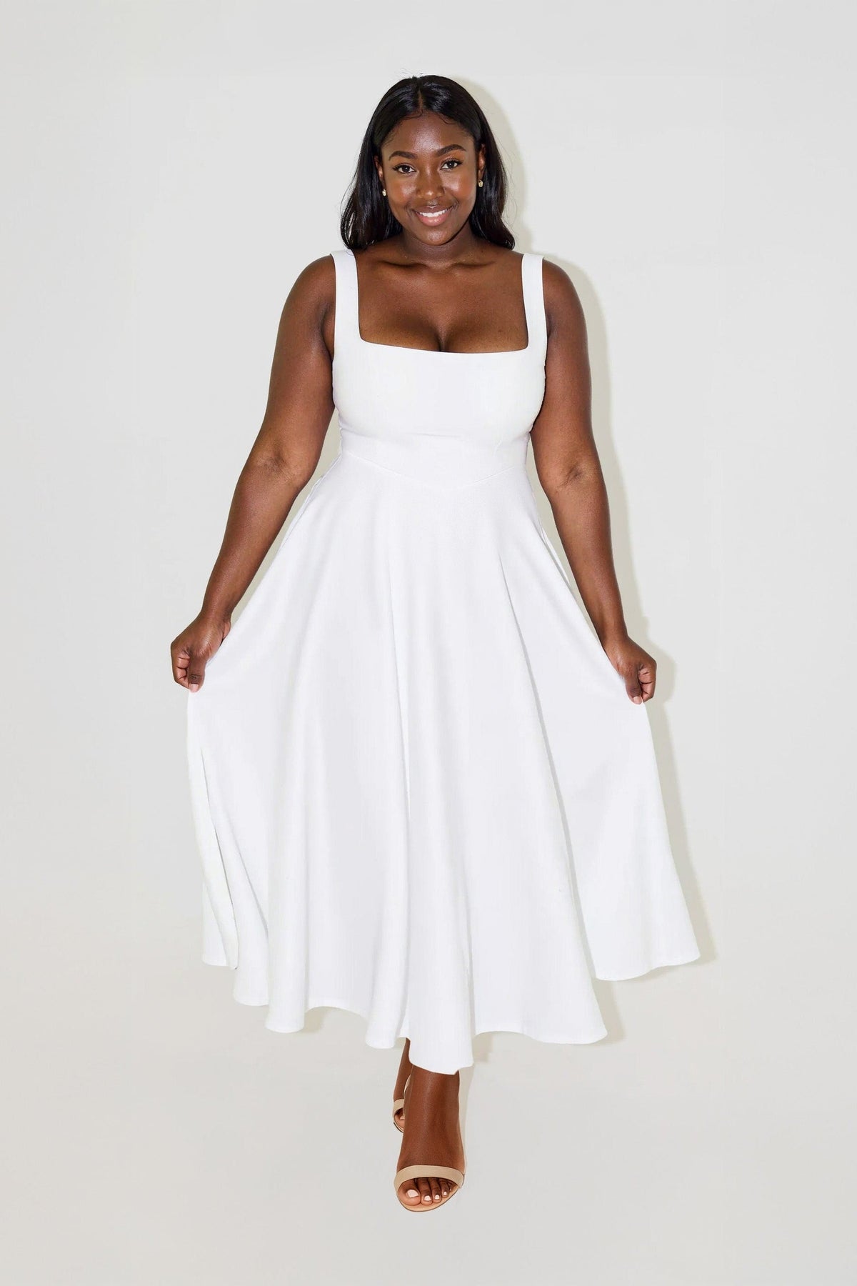 Nomi™ | Abito Midi con Scollo Quadrato