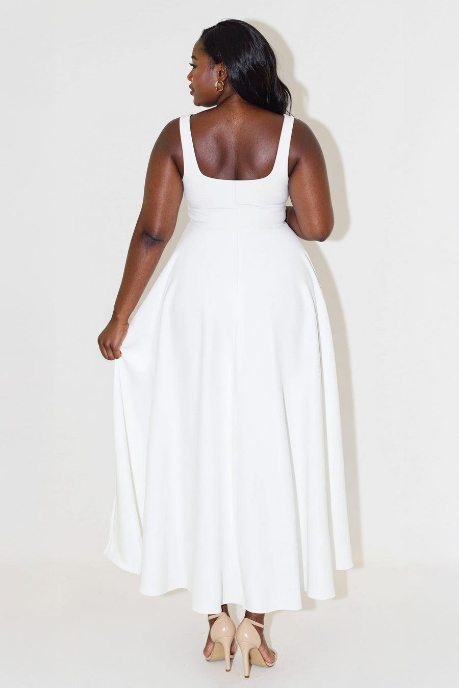 Nomi™ | Abito Midi con Scollo Quadrato