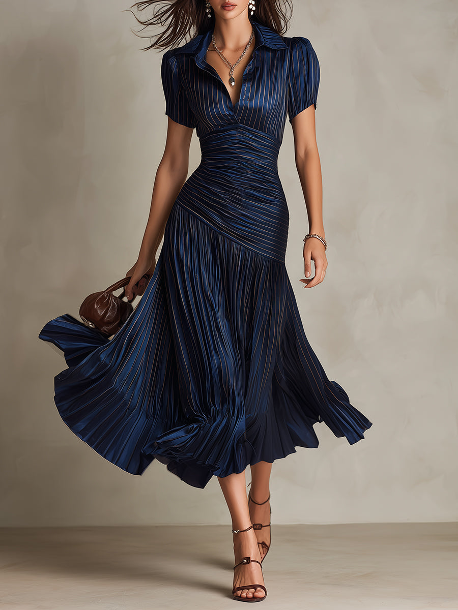 Adriana | Abito midi satinado di riscas retro da donna