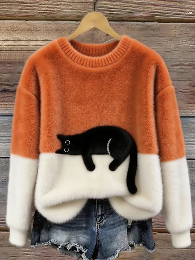 Luna | Maglione Feminino con Gráfico di Gatto