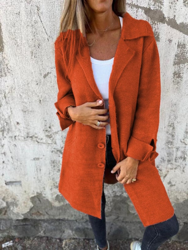 Baylea - Cappotto casual con revers e chiusura monopetto la bottoni