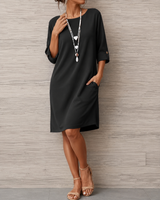 Sabine | Vestito Midi Fluido Effetto Pancia Piatta per Donna