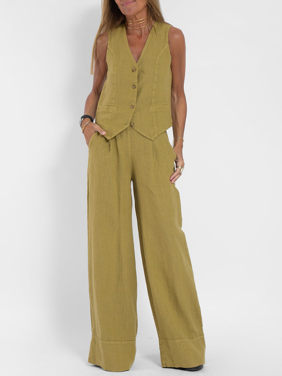 Ella | Set di pantaloni larghi con gilet (quasi esaurito)