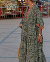 Luna · Abito maxi da donna con stampato con scollo a V