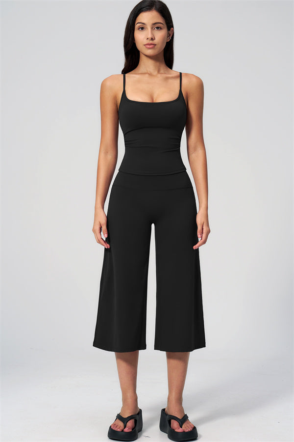 Nexus - Completo Top a Spalline e Pantaloni Corti a Gamba Larga per Donna
