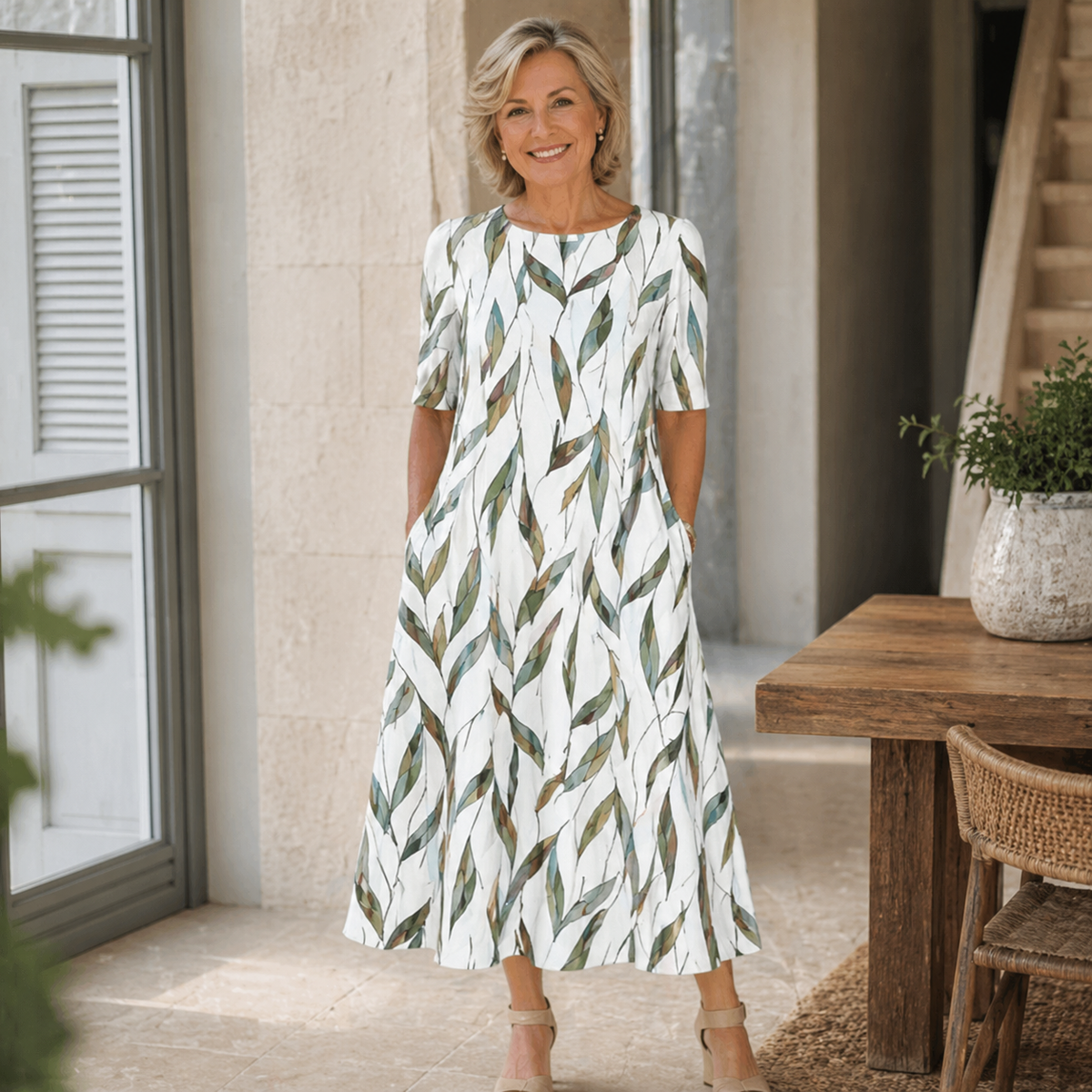 Sarah | Vestito Midi Floreale Senza Sforzo per Donna
