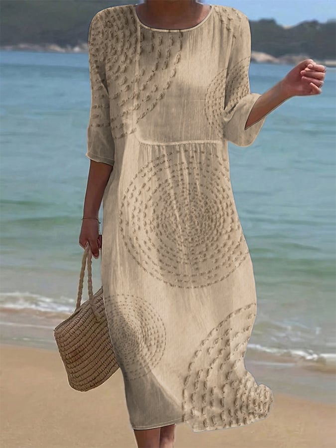 Carla – Abito casual con scollo rotondo e maniche a media lunghezza e stampa floreale