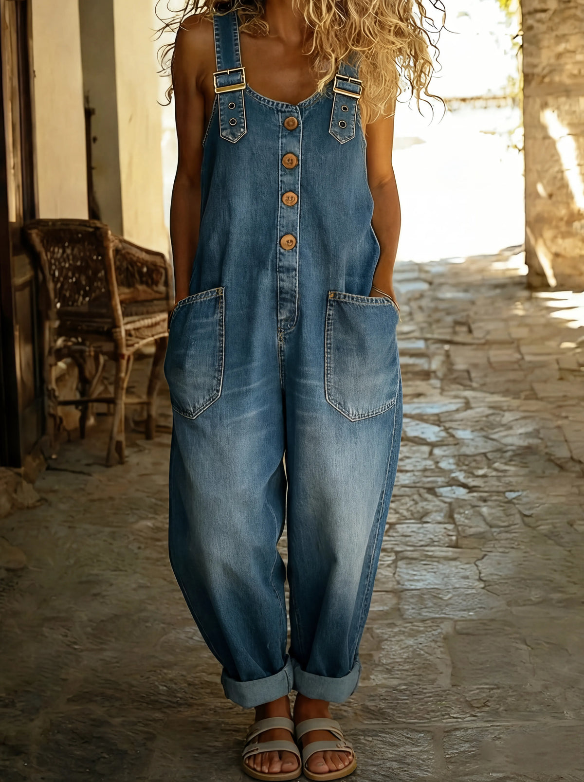 Rocio | Tuta in Denim Casual con Fibbia Regolabile da Donna