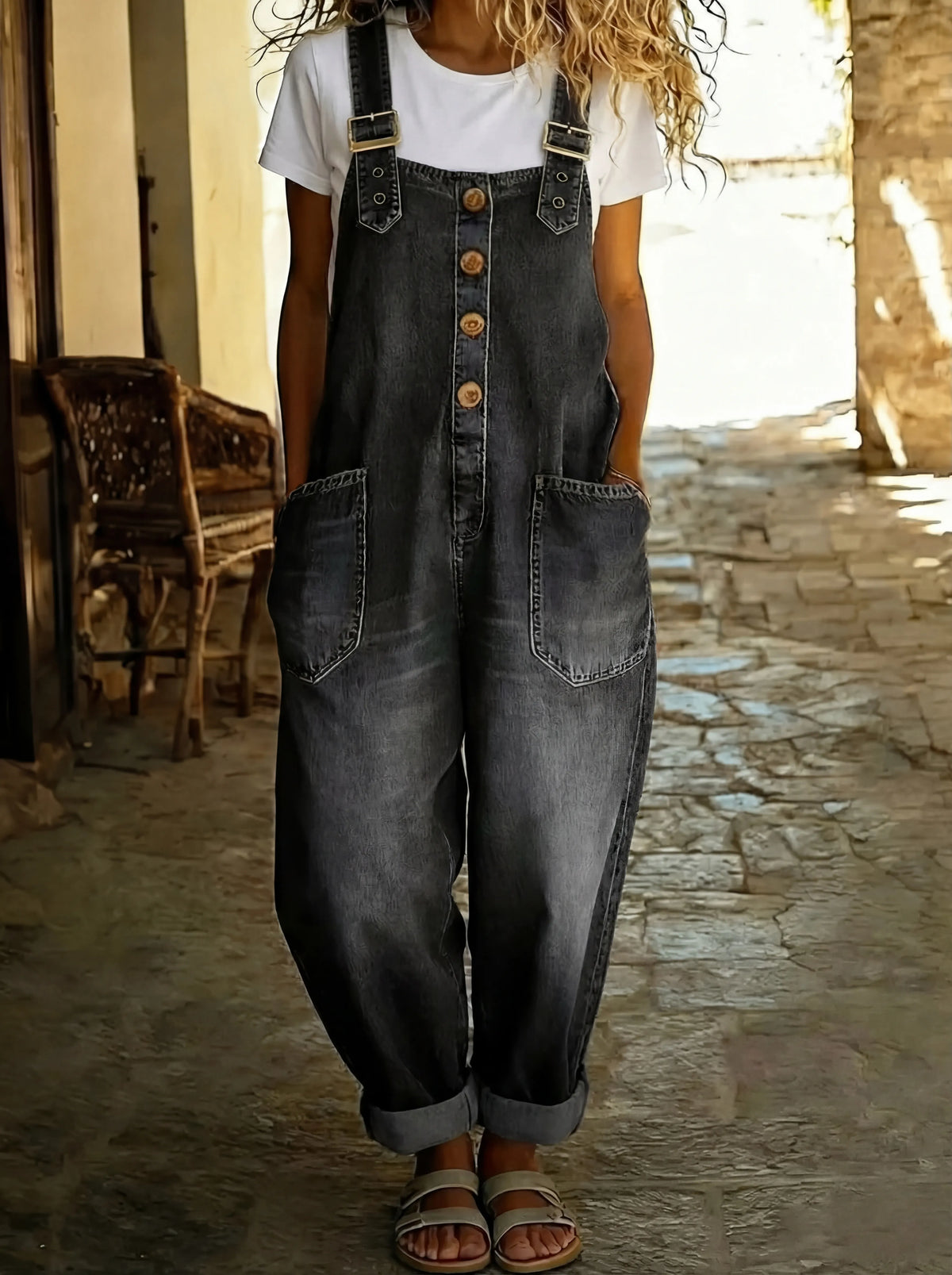 Rocio | Tuta in Denim Casual con Fibbia Regolabile da Donna