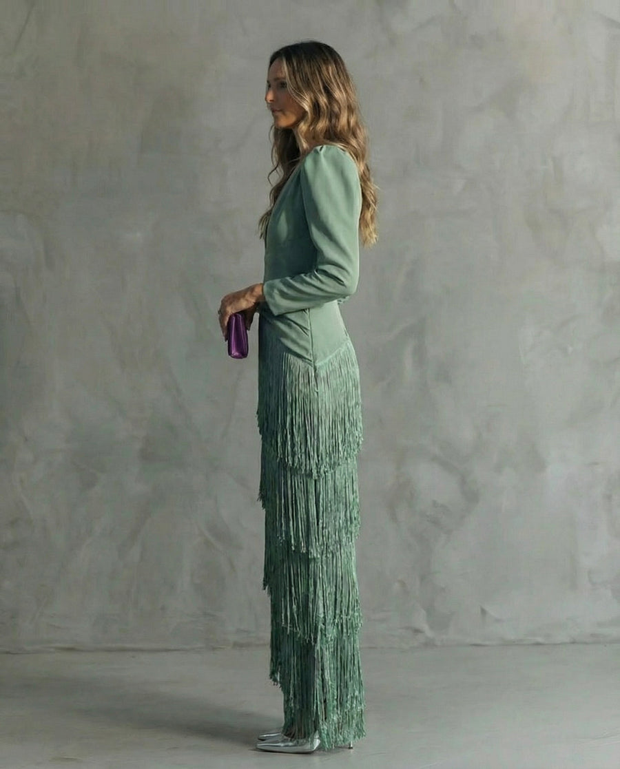 Clara · Abito elegante da donna con maniche di frange