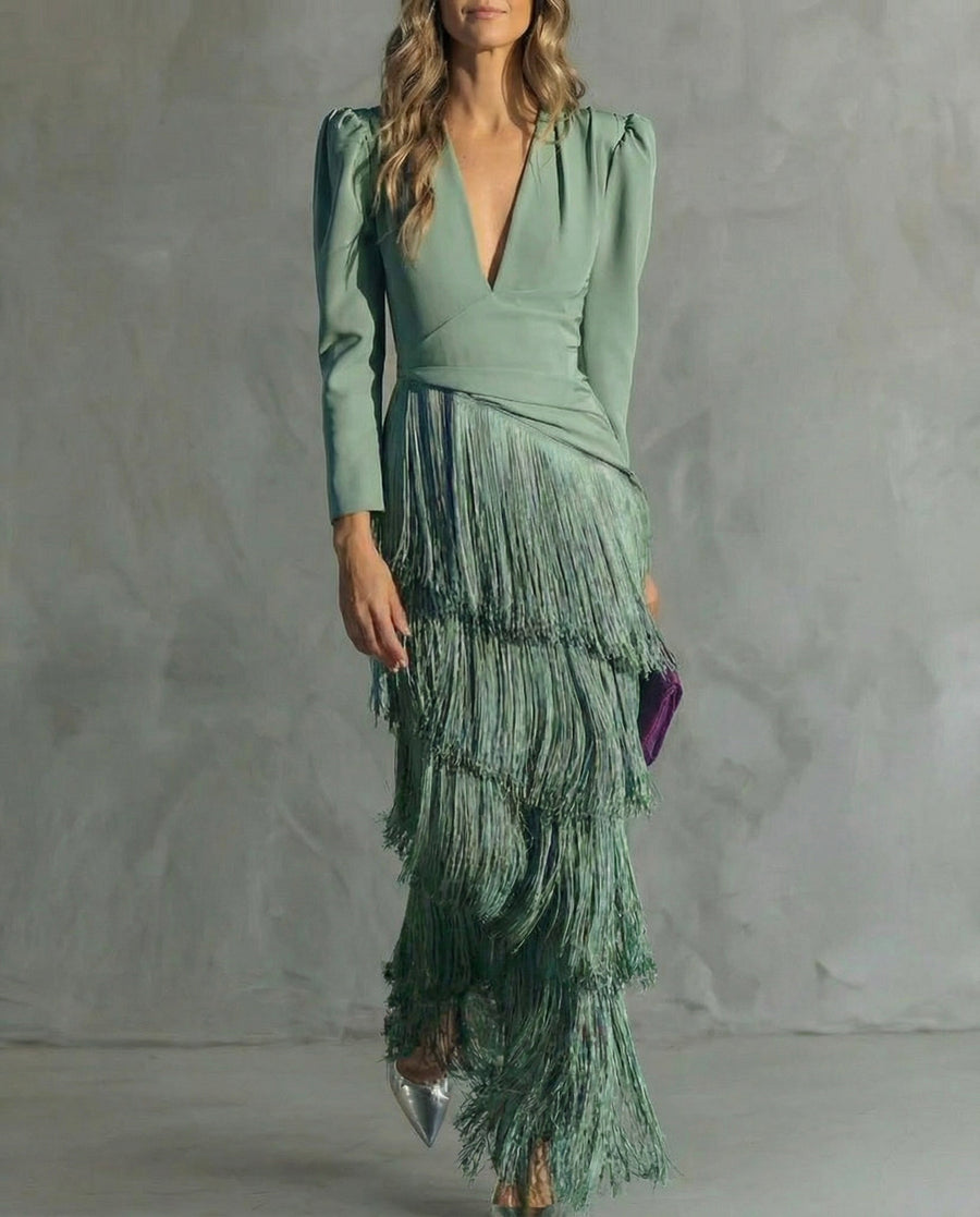 Clara · Abito elegante da donna con maniche di frange