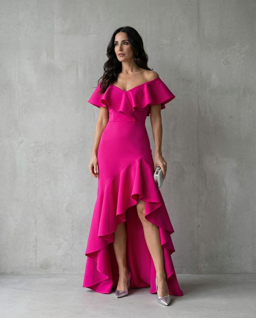 Isabel · Abito elegante da donna con volant e scollo a V