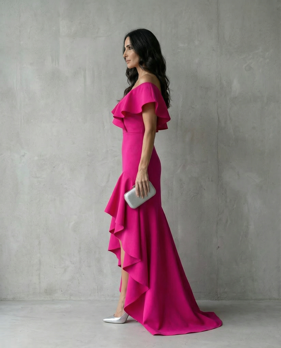 Isabel · Abito elegante da donna con volant e scollo a V