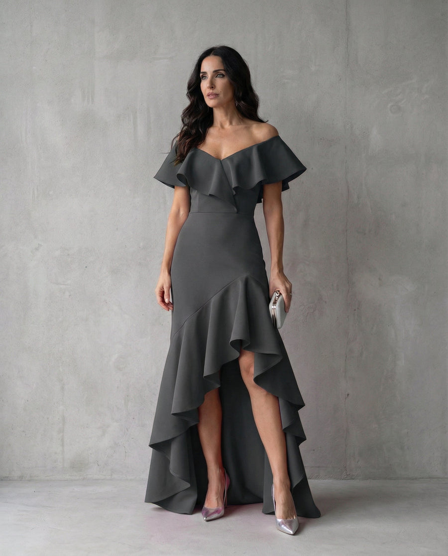 Isabel · Abito elegante da donna con volant e scollo a V