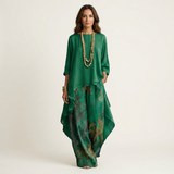 Cariola | Set Due Pezzi in Cotone-Seta con Tunica Asimmetrica per Donna