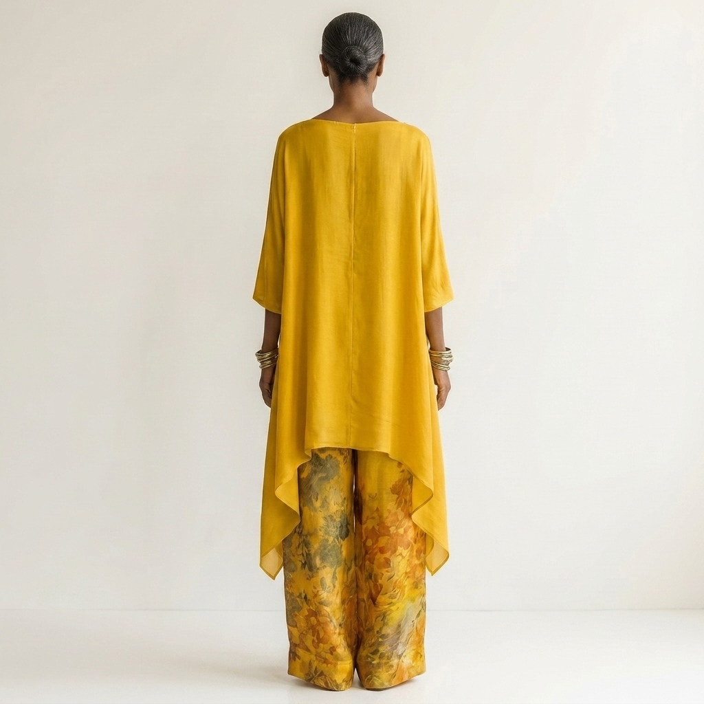 Cariola | Set Due Pezzi in Cotone-Seta con Tunica Asimmetrica per Donna