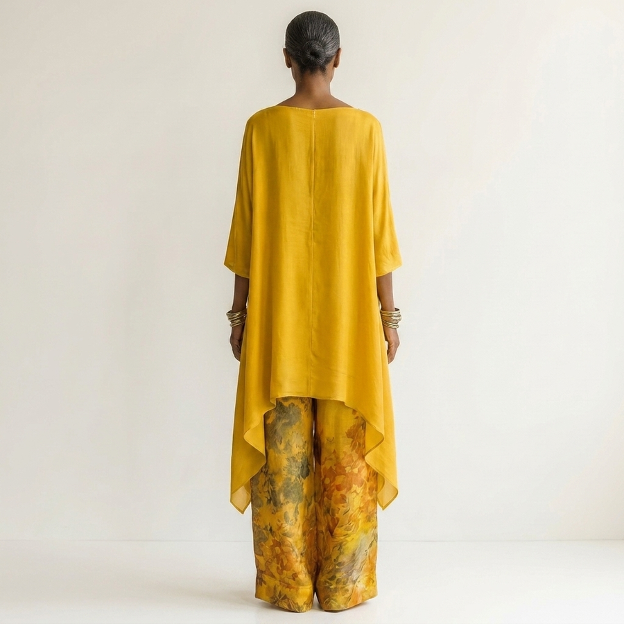 Cariola | Set Due Pezzi in Cotone-Seta con Tunica Asimmetrica per Donna