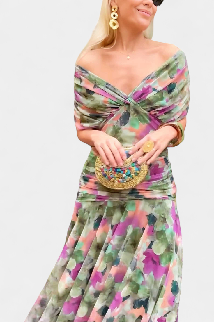 Magda™ | Abito largo di fiori con scollo a V