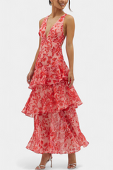 Domenica - Abito di chiffon con scollo la V e camadas fluide