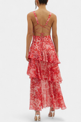 Domenica - Abito di chiffon con scollo la V e camadas fluide