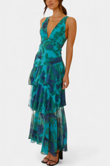 Domenica - Abito di chiffon con scollo la V e camadas fluide