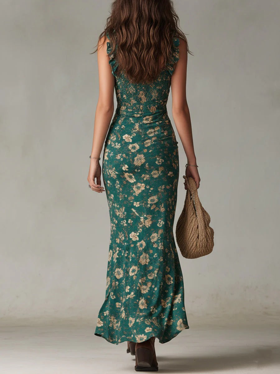 Zara | Abito maxi boho retrò con maniche fluide e apertura laterale da donna