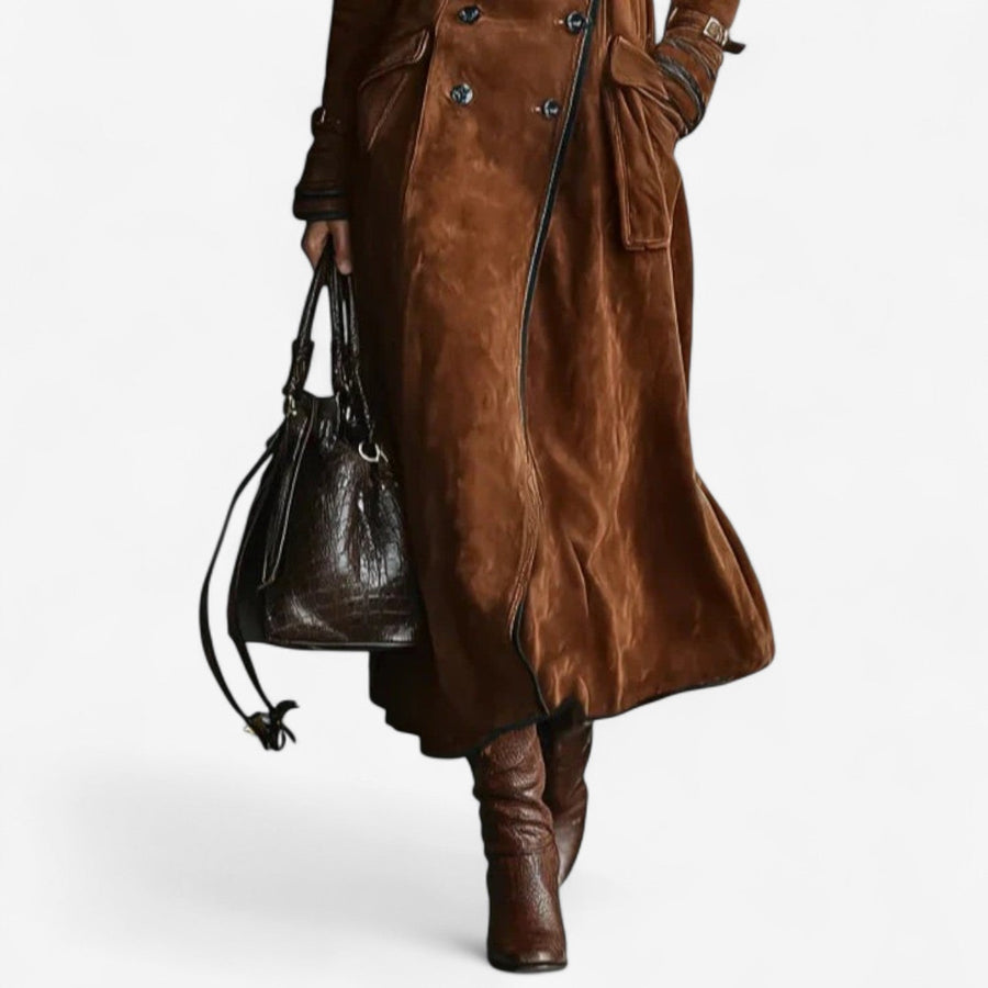 Nathaly™ | Trench Lungo in Camoscio da Donna