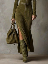 Lunori™ | Abito Lungo in Camoscio Alessia