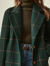 Florencia | Cappotto Retrò in Tweed a Quadri con Revers da Donna