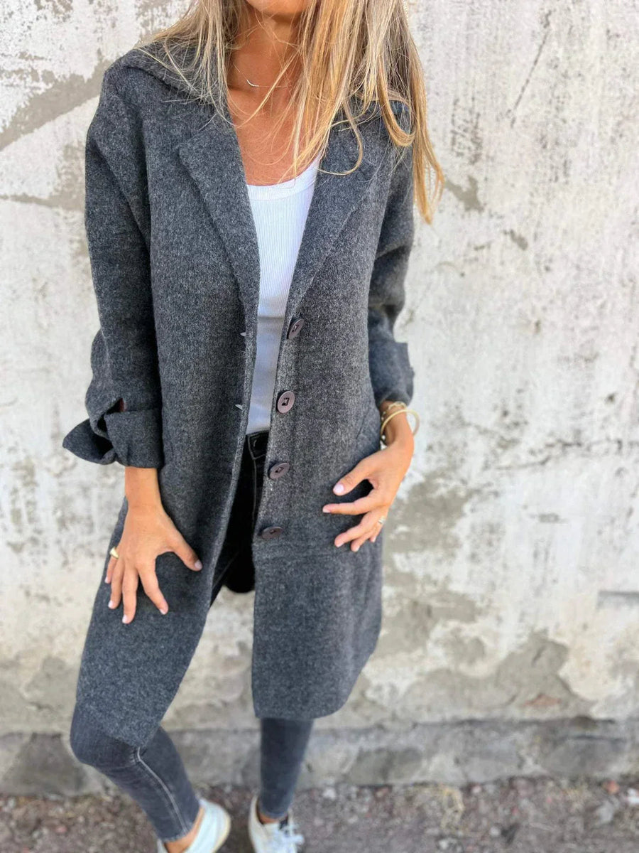 Baylea - Cappotto casual con revers e chiusura monopetto la bottoni